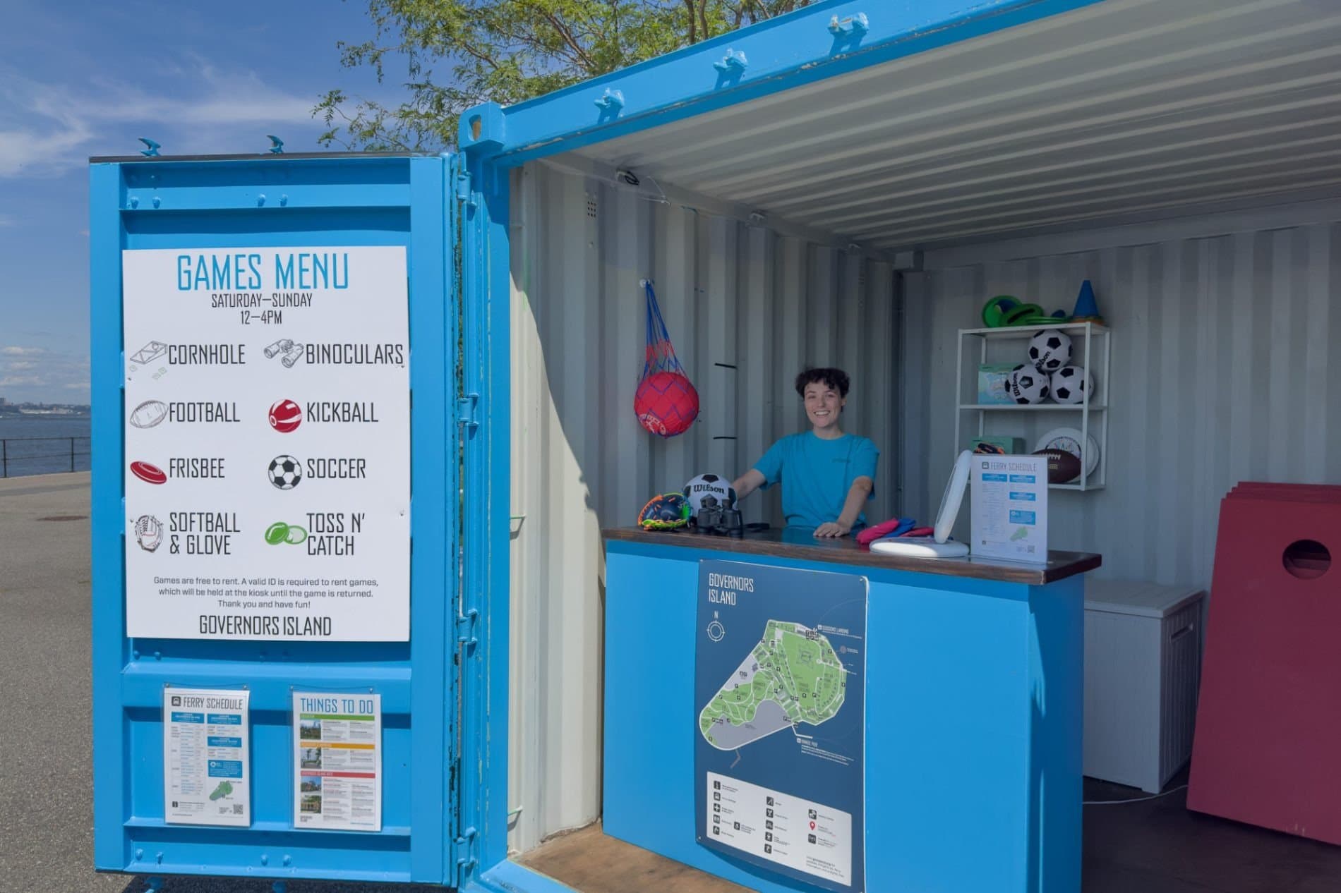 The Governors Island activity center at the Play Lawns