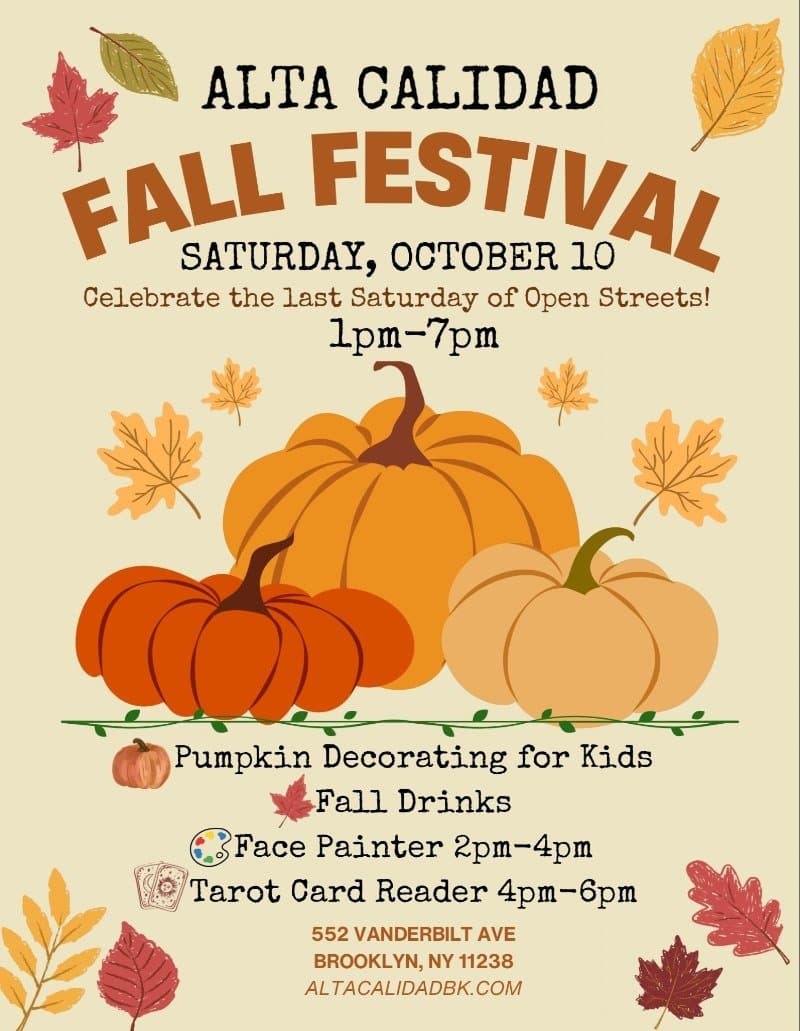 Flyer for the Alta Calidad Fall Festival on Vanderbilt Avenu
