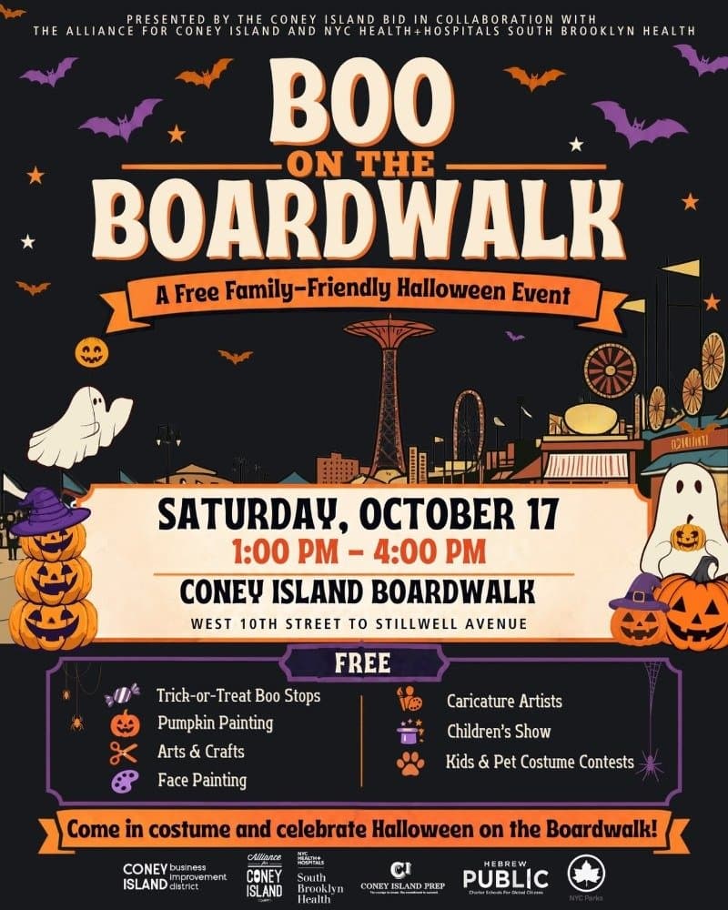 Flyer for Boo on the Boardwalk, a free family Halloween even