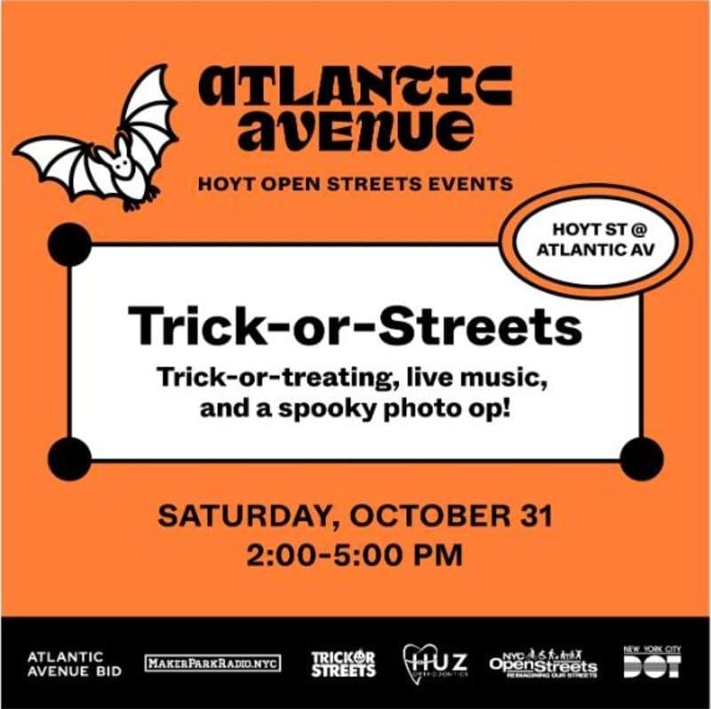 Atlantic Avenue BID flyer for Trick-or-Streets on Hoyt Stree
