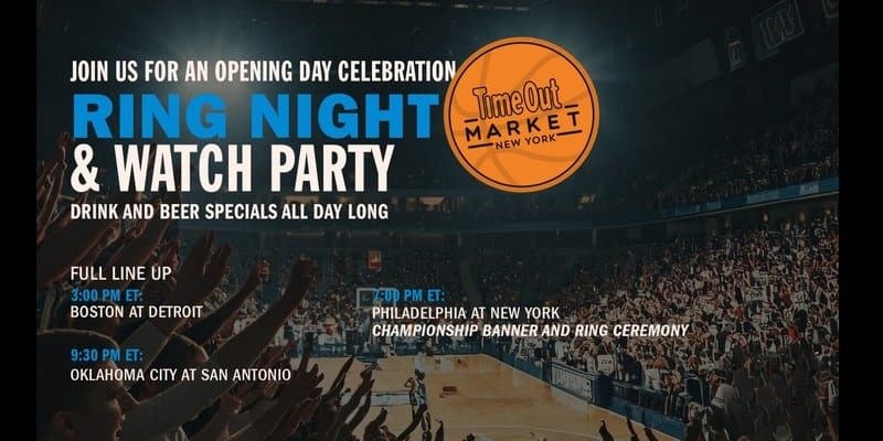 Time Out Market New York flyer for its NBA Opening Day Ring Night